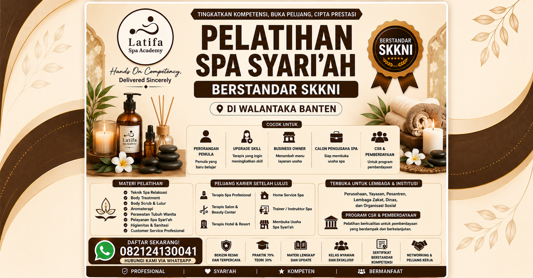 Pelatihan Spa Syari'ah Berstandar SKKNI di Walantaka Banten 082124130041